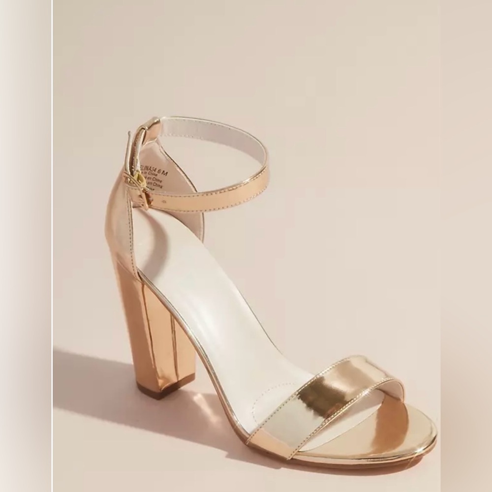 David’s Bridal Metallic Block Heel Sandal, Size 7